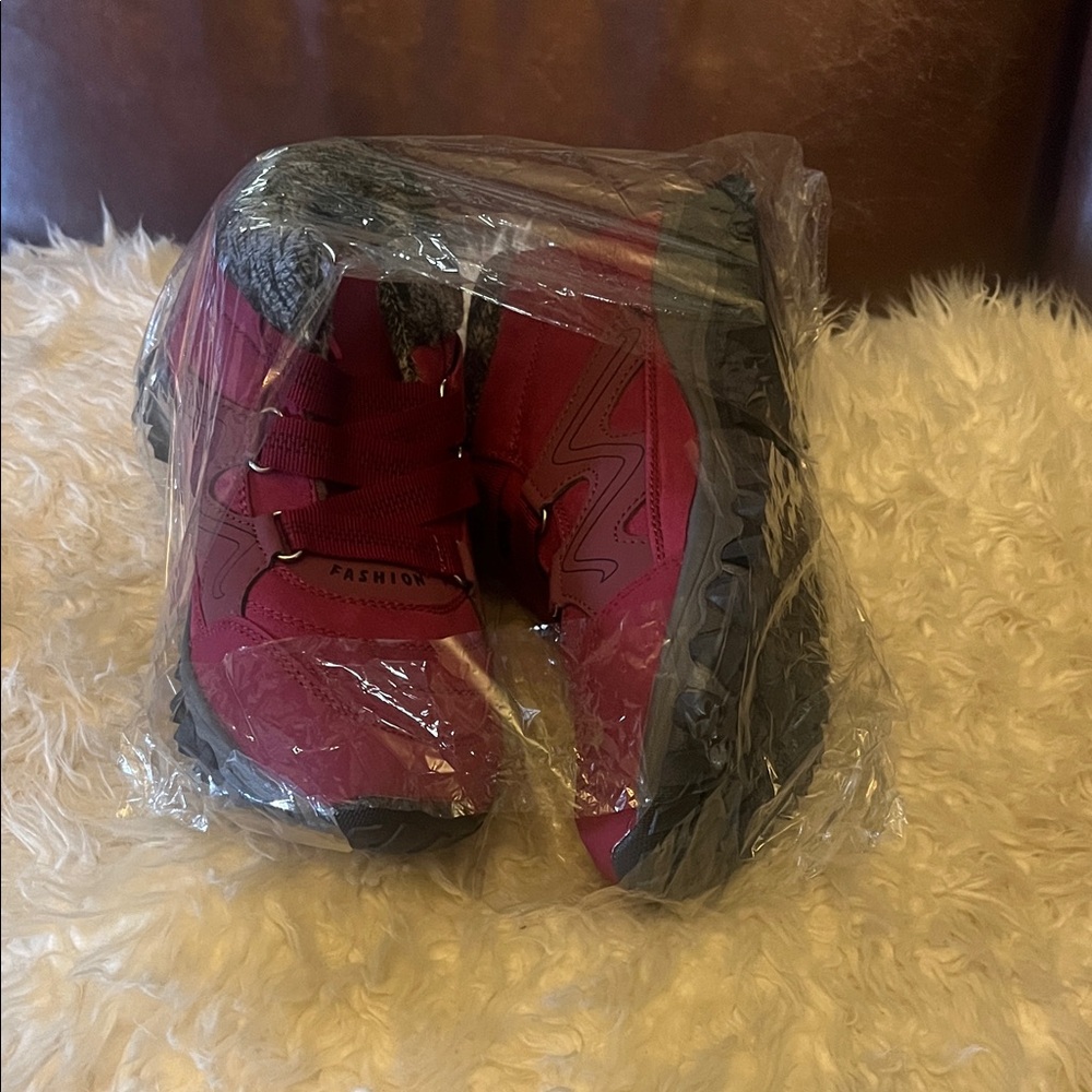 Red and Black Hiking Boots